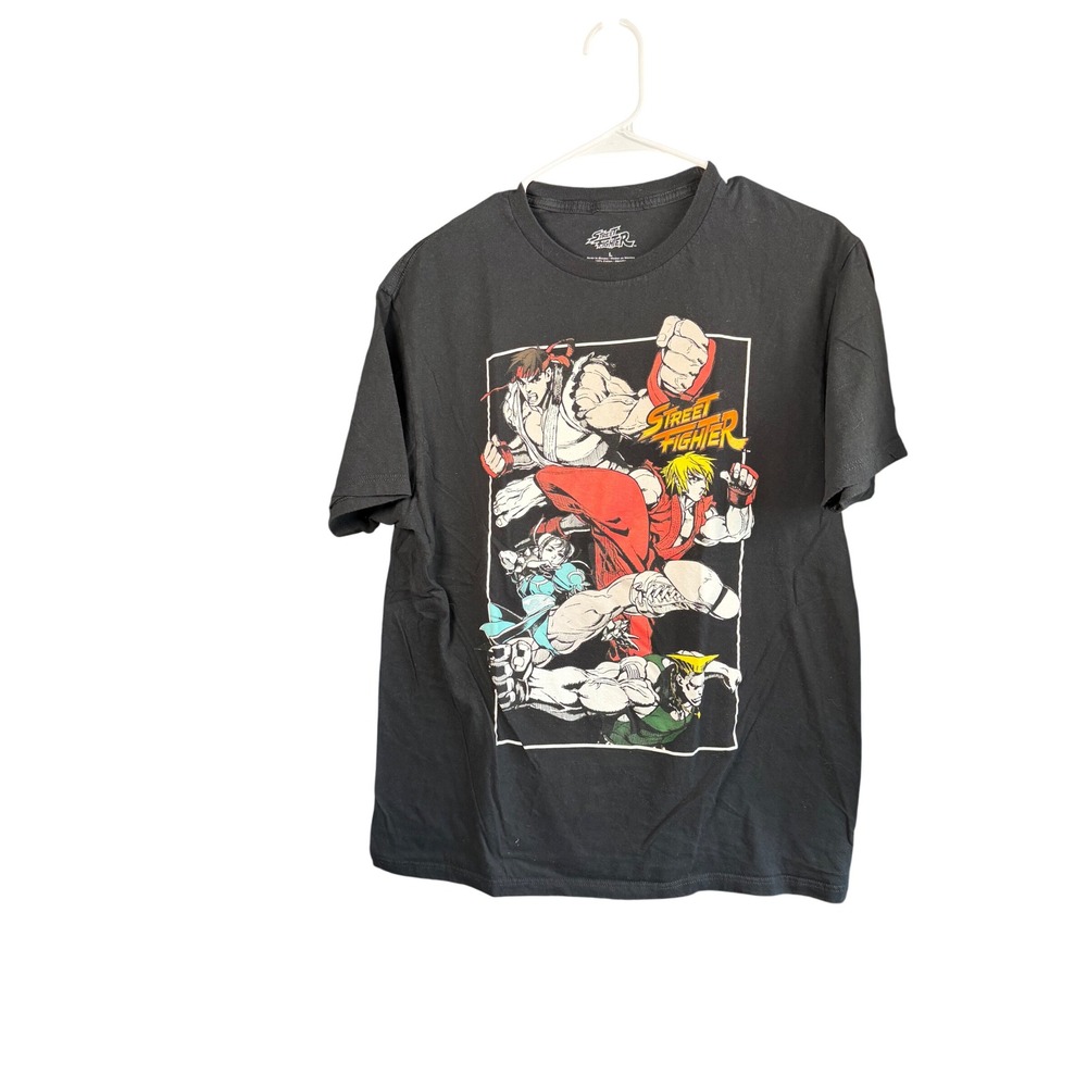 Street Fighter Capcom Graphic T-Shirt Mens Large Black Ryu Ken Chun-Li Gaming
